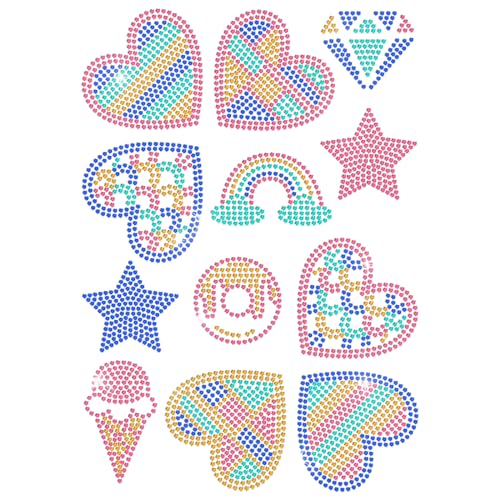 MAYJOYDIY Regenbogen Herzen Hotfix Strass Aufbügeln Diamanten Eiscreme Donuts Kristall Strass Aufkleber Glitzer Hotfix Transfer Patch Kleidung Reparatur Applikation für T-Shirt Hut Hosen Tasche von MAYJOYDIY