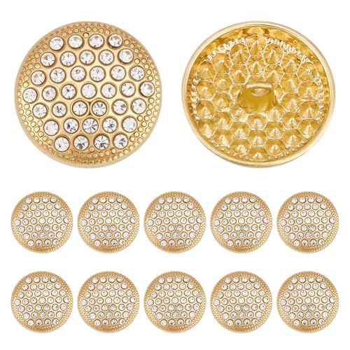 MAYJOYDIY 12 Stück Runde Strassknöpfe Aus Goldene 22.5mm Klare Glaskristall Silberknöpfe Für Luxuriöse Modedekor Kleidung DIY Nähzubehör Hochzeit Großhandelsknopf (Platin) von MAYJOYDIY