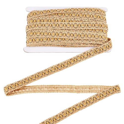 MAYJOYDIY 12.5m Goldener Gimp Zopfbesatz 20mm Polyester Zopfkantenbesatz Polsterband Gewebter Fransenbesatz Für Kostüm Kleid Manschettenkragen DIY Bastelarbeiten Vorhänge Kissen Heimdekoration von MAYJOYDIY