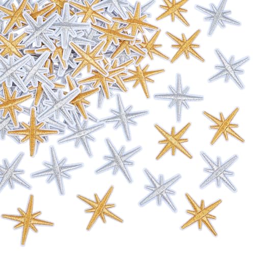MAYJOYDIY 120PCS Bestickte Aufnäher Mit Stern 2 Farben Achtzackiger Stern Himmlisches Bügelbild/Aufnäher Bestickte Applikation Verzierung Für Kleidung Taschen Hüte Schuhe Bastelarbeiten (Gold&Silber) MAYJOYDIY 120PCS Bestickte Aufnäher Mit Stern 2 Farben Achtzackiger Stern Himmlisches Bügelbild/Aufnäher Bestickte Applikation Verzierung Für Kleidung Taschen Hüte Schuhe Bastelarbeiten (Gold&Silber) von MAYJOYDIY