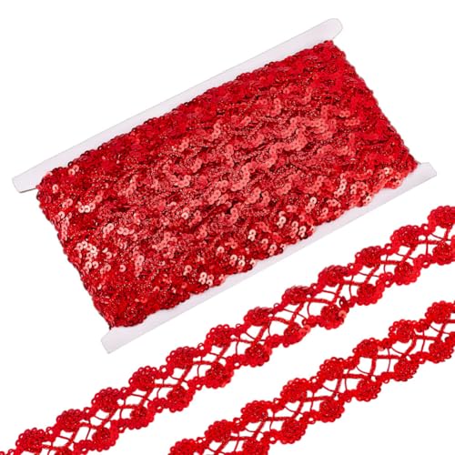 MAYJOYDIY 13m Rote Pailletten Spitzenbesatz Mit Perlen 25mm Gewellte Pailletten Zopfstreifen Blumenzopf Spitzenbesatz Tausendfüßlerband Für Die Hochzeit Kostümdesign Schmuckhandwerk Und Nähen MAYJOYDIY 13m Rote Pailletten Spitzenbesatz Mit Perlen 25mm Gewellte Pailletten Zopfstreifen Blumenzopf Spitzenbesatz Tausendfüßlerband Für Die Hochzeit Kostümdesign Schmuckhandwerk Und Nähen von MAYJOYDIY