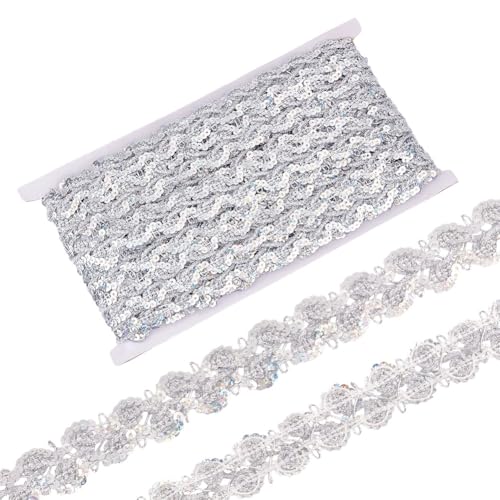 MAYJOYDIY 13m Silberne Pailletten Spitzenbesatz Mit Perlen 25mm Gewellte Pailletten Zopfstreifen Blumen Zopf Spitzenbesatzband Tausendfüßlerband Für Hochzeitskostüm Design Schmuckhandwerk Und Nähen MAYJOYDIY 13m Silberne Pailletten Spitzenbesatz Mit Perlen 25mm Gewellte Pailletten Zopfstreifen Blumen Zopf Spitzenbesatzband Tausendfüßlerband Für Hochzeitskostüm Design Schmuckhandwerk Und Nähen von MAYJOYDIY
