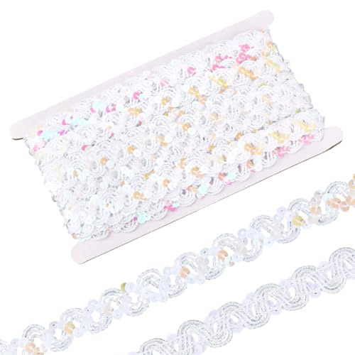 MAYJOYDIY 13m Weißes Paillettenbesatzband 20mm Wellenpailletten Perlen Spitzenbesatz Pailletten Zopfstreifen Gimp Zopfstoffband Zum Nähen von Kleidung DIY Bastel Und Verzierungsarbeiten MAYJOYDIY 13m Weißes Paillettenbesatzband 20mm Wellenpailletten Perlen Spitzenbesatz Pailletten Zopfstreifen Gimp Zopfstoffband Zum Nähen von Kleidung DIY Bastel Und Verzierungsarbeiten von MAYJOYDIY