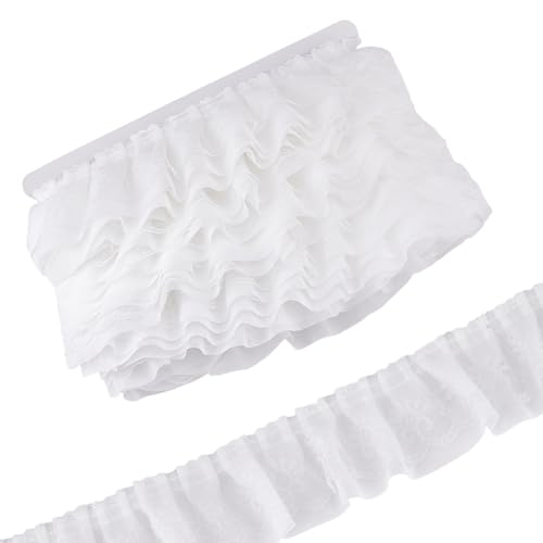 MAYJOYDIY 15 m Weiße Doppellagige Spitzenborte Mit Rüschen 60mm Gerafftes Plisseeband Geraffter Rand Stoff Florales Spitzenband Zum Nähen Basteln Hochzeitskleid DIY Verzierung MAYJOYDIY 15 m Weiße Doppellagige Spitzenborte Mit Rüschen 60mm Gerafftes Plisseeband Geraffter Rand Stoff Florales Spitzenband Zum Nähen Basteln Hochzeitskleid DIY Verzierung von MAYJOYDIY
