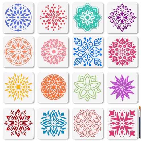 MAYJOYDIY 16 Schablonenset Mit Mandala Motiven 15×15cm Mandala Blumen Malschablone Wiederverwendbar Kleine Rangoli Lotus Vorlage DIY Bastelarbeiten Zum Malen Auf Holzmöbeln Leinwand Wanddekoration MAYJOYDIY 16 Schablonenset Mit Mandala Motiven 15×15cm Mandala Blumen Malschablone Wiederverwendbar Kleine Rangoli Lotus Vorlage DIY Bastelarbeiten Zum Malen Auf Holzmöbeln Leinwand Wanddekoration von MAYJOYDIY