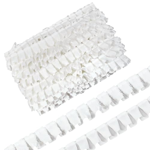 MAYJOYDIY 18.2m Weißer Satin Rüschen Spitzenrandbesatz 2 Lagig Gerafftes Plissee Randband 25mm Vintage Kantenbesatz Stoff Zum Nähen von Stoffkleidern Bestickte Applikationen Hochzeitsdekor MAYJOYDIY 18.2m Weißer Satin Rüschen Spitzenrandbesatz 2 Lagig Gerafftes Plissee Randband 25mm Vintage Kantenbesatz Stoff Zum Nähen von Stoffkleidern Bestickte Applikationen Hochzeitsdekor von MAYJOYDIY