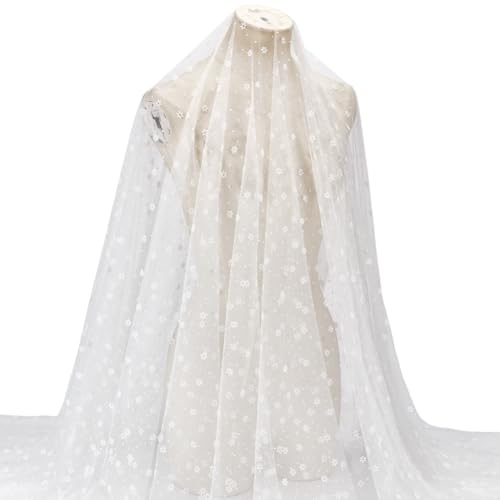 MAYJOYDIY 180cm Weißer Netzstoff Mit Blumenstickerei Weicher Tüll Spitzenstoff 3D Blumenspitze Mesh Tüll Für DIY Kleidung Kleid Design Frauen Kleid Hochzeit Kleid Vorhang Dekor 1.8m/Pc MAYJOYDIY 180cm Weißer Netzstoff Mit Blumenstickerei Weicher Tüll Spitzenstoff 3D Blumenspitze Mesh Tüll Für DIY Kleidung Kleid Design Frauen Kleid Hochzeit Kleid Vorhang Dekor 1.8m/Pc von MAYJOYDIY