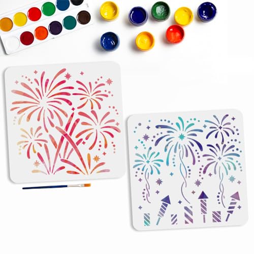 MAYJOYDIY 2 Feuerwerk Schablone 30x30cm Feuerwerk Seidenstern Feier Mustervorlage Mit Pinsel Wiederverwendbare Kunststoff Schablonen Zum Malen Auf Holz Wänden Stoffen Heimdekoration MAYJOYDIY 2 Feuerwerk Schablone 30x30cm Feuerwerk Seidenstern Feier Mustervorlage Mit Pinsel Wiederverwendbare Kunststoff Schablonen Zum Malen Auf Holz Wänden Stoffen Heimdekoration von MAYJOYDIY