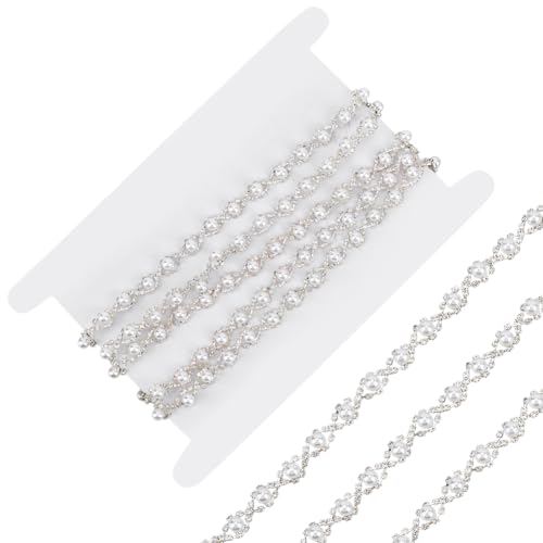 MAYJOYDIY 2 Meter Strass-Perlenkette, silberfarbene Kristall-Diamant-Perlenbandschnur, Kristall-Perlenapplikationskette für Hochzeitskleid, Rock, Ausschnitt, Gürtel, Haarschmuck, Taschendekoration MAYJOYDIY 2 Meter Strass-Perlenkette, silberfarbene Kristall-Diamant-Perlenbandschnur, Kristall-Perlenapplikationskette für Hochzeitskleid, Rock, Ausschnitt, Gürtel, Haarschmuck, Taschendekoration von MAYJOYDIY