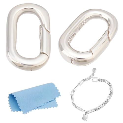 MAYJOYDIY 2 Ovaler Federverschluss 925 Sterling Silber Halskettenvergrößerer Verschluss Metall Federtorringe Verbindungskarabiner Für Herstellung von Schmuck Halsketten Armbändern MAYJOYDIY 2 Ovaler Federverschluss 925 Sterling Silber Halskettenvergrößerer Verschluss Metall Federtorringe Verbindungskarabiner Für Herstellung von Schmuck Halsketten Armbändern von MAYJOYDIY