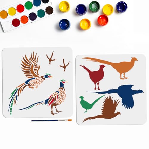 MAYJOYDIY 2 Stück Fasanenschablonen 30 × 30cm Wildfasanen Vogelschablonen Vorlage Mit Pinsel Fliegende Fasanen Silhouette Fußabdruck Schablone Zum Malen Auf Holz Leinwand Boden Wand Möbel MAYJOYDIY 2 Stück Fasanenschablonen 30 × 30cm Wildfasanen Vogelschablonen Vorlage Mit Pinsel Fliegende Fasanen Silhouette Fußabdruck Schablone Zum Malen Auf Holz Leinwand Boden Wand Möbel von MAYJOYDIY