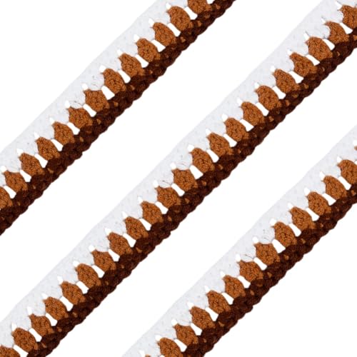 MAYJOYDIY 2.7m Braunes Baumwoll Spitzenband 25~30mm Gehäkelte Baumwollspitzen Randbesatz Häkel Nähbesatz Zum Verpacken Geschenken Hochzeitskunstwerken Nähen von Kleidung Vorhängen Kissendekor von MAYJOYDIY