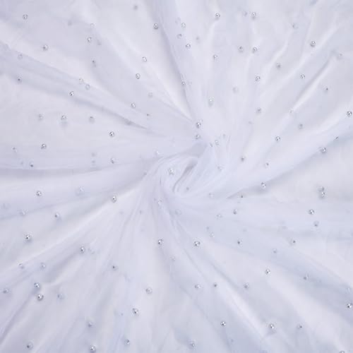 MAYJOYDIY 2.7m Weißer Perlen Tüll Spitzenstoff 150cm Perlenspitze Tischdecke Tischläufer Netz Tüll Hochzeitsstoff Tüll Dekostoff mit Perle Für Hochzeitskleid Brautschleier Kleidung Nähen DIY MAYJOYDIY 2.7m Weißer Perlen Tüll Spitzenstoff 150cm Perlenspitze Tischdecke Tischläufer Netz Tüll Hochzeitsstoff Tüll Dekostoff mit Perle Für Hochzeitskleid Brautschleier Kleidung Nähen DIY von MAYJOYDIY