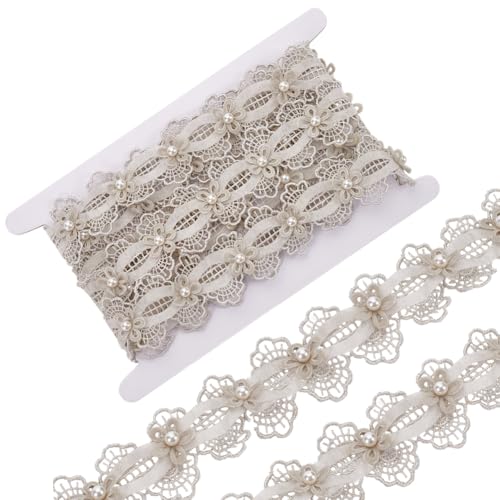 MAYJOYDIY 2.7m×43mm 3D Perlenblumen Hellbraun Spitzenbesatz Mit Perlen Besticktes Spitzenband Zum Nähen Basteln Für Brautkleider Hochzeitsfeiern Kostüme Hutdekoration MAYJOYDIY 2.7m×43mm 3D Perlenblumen Hellbraun Spitzenbesatz Mit Perlen Besticktes Spitzenband Zum Nähen Basteln Für Brautkleider Hochzeitsfeiern Kostüme Hutdekoration von MAYJOYDIY
