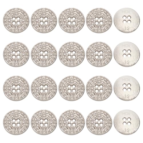 MAYJOYDIY 20 Stück Flache Runde Strassknöpfe 15mm 4 Loch Platin Strass Verzierungen Strass Flatback Knopf Handarbeit Knopf Für Schmuckherstellung Hochzeit Party Home Dekoration von MAYJOYDIY