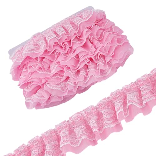 MAYJOYDIY 20 m Rosa 2 Lagige Rüschen Spitzenborte 50mm Gerafftes Plissee Bordürenband Doppellagiger Kantenbesatz Vintage Spitzenband Zum Nähen Basteln Hochzeitskleid DIY Verzierungen MAYJOYDIY 20 m Rosa 2 Lagige Rüschen Spitzenborte 50mm Gerafftes Plissee Bordürenband Doppellagiger Kantenbesatz Vintage Spitzenband Zum Nähen Basteln Hochzeitskleid DIY Verzierungen von MAYJOYDIY