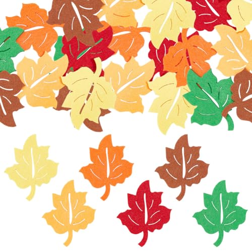MAYJOYDIY 24 Stück Herbstblätter Filz Applikationen Ahornblätter Dekoration Filzblätter Blatt Aufkleber Filz Laub Für Thanksgiving, Halloween, Blattaufkleber Party Dekoration (6 Farben) von MAYJOYDIY