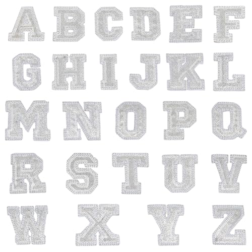 MAYJOYDIY 26 Stück Buchstaben Patch Mit Silber Pailletten A-Z Alphabet Applikationen Zum Aufnähen Kleidung Dekoration Buchstaben Applikation Für Hemd Tasche Hut Jacke Jeans Schuhe Dekor DIY Handwerk MAYJOYDIY 26 Stück Buchstaben Patch Mit Silber Pailletten A-Z Alphabet Applikationen Zum Aufnähen Kleidung Dekoration Buchstaben Applikation Für Hemd Tasche Hut Jacke Jeans Schuhe Dekor DIY Handwerk von MAYJOYDIY