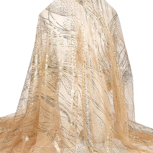 MAYJOYDIY 2m Goldfarbener Pailletten Netzstoff 1.6m Glitzernder Tüllstoff In Rollen Polyesternetz Mit Goldenen Linien Und Paillettenverzierungen Zum Verpacken von Geschenken Tutu Hochzeitsdekoration MAYJOYDIY 2m Goldfarbener Pailletten Netzstoff 1.6m Glitzernder Tüllstoff In Rollen Polyesternetz Mit Goldenen Linien Und Paillettenverzierungen Zum Verpacken von Geschenken Tutu Hochzeitsdekoration von MAYJOYDIY
