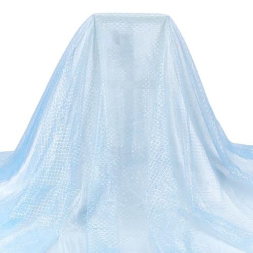 MAYJOYDIY 2m Meerjungfrau Netzstoff 172cm Glänzender Sommer Fischschuppen Netzstoff Mermaid Scales Stoff Für DIY-Nähen Hochzeitskleider Kostümzubehör Schleier Heimdekor (Blaue) von MAYJOYDIY