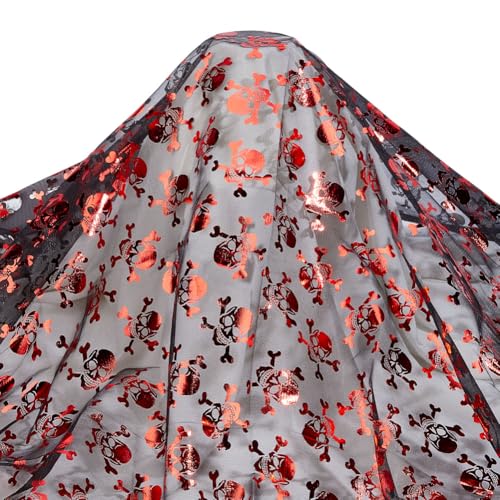 MAYJOYDIY 2m Schwarzer Tüllstoff Mit Leuchtend Rotem Totenkopf 1.6m Breit Totenkopfmuster Heißpräge Netzstoff Halloween Hexe Gothic Kleid Bastelspitze Für Party Cosplay DIY Handgefertigte Kleidung MAYJOYDIY 2m Schwarzer Tüllstoff Mit Leuchtend Rotem Totenkopf 1.6m Breit Totenkopfmuster Heißpräge Netzstoff Halloween Hexe Gothic Kleid Bastelspitze Für Party Cosplay DIY Handgefertigte Kleidung von MAYJOYDIY