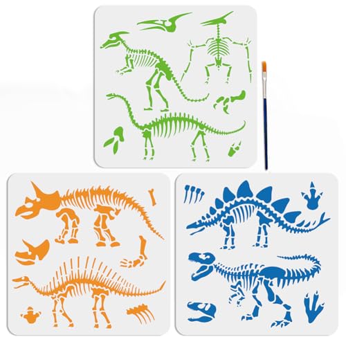 MAYJOYDIY 3 Stück Dinosaurier Skelett Schablone Stegosaurus Triceratops Schablone 30 × 30 cm Tyrannosaurus Rex Schablonen Mit Pinsel Dinosaurier Fußabdruck Schablonen Zum Malen DIY Basteln Fenster MAYJOYDIY 3 Stück Dinosaurier Skelett Schablone Stegosaurus Triceratops Schablone 30 × 30 cm Tyrannosaurus Rex Schablonen Mit Pinsel Dinosaurier Fußabdruck Schablonen Zum Malen DIY Basteln Fenster von MAYJOYDIY