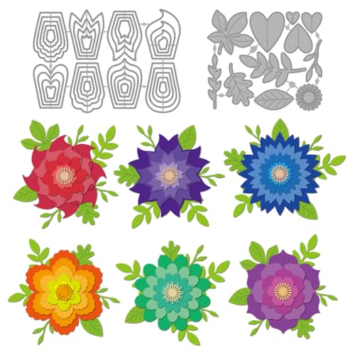 MAYJOYDIY 3D Blumen Metall Stanzformen Blütenblätter Stempel Staubblatt Prägeschablone Blühende Blumen Schablonen Aus Karbonstahl Für Karten Scrapbooking Alben Handgemachte Geschenke Dekoration von MAYJOYDIY