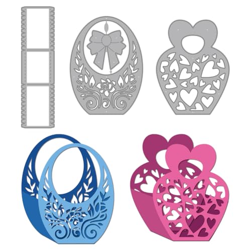 MAYJOYDIY 3D Blumenkörbe Metall Stanzformen Hohler Blumenkorb Stanzschablone Fliege Herz Prägung Scrapbooking Schnitte Vorlage Für DIY Scrapbooking Basteln Kartenherstellung Album Geschenkdekor von MAYJOYDIY