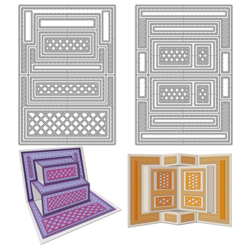 MAYJOYDIY 3D Hintergrundrahmen Metall Stanzformen Rechteckiger Rahmen Stanzungen Prägevorlage Grußkarte Kohlenstoffstahl Schablonen Für Karten Scrapbooking Alben Handgemachte Geschenke Dekoration von MAYJOYDIY