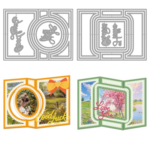 MAYJOYDIY 3D-Kartenform-Stanzformen für Kartenherstellung, rechteckige Geschenkkarten-Stanzformen-Sets, 3D-Box-Stanzschablonen, Prägeschablone für Scrapbooking, DIY-Karten, Album, Bastelbedarf von MAYJOYDIY