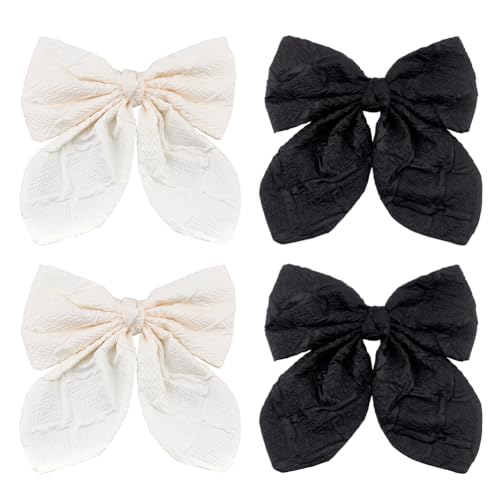 MAYJOYDIY 4 Stück Schwarz Weiße Schmetterlings Schleifen Applikationen Retro Faltenband Fliege Damen Einfarbig Handgefertigt Für Broschen Zubehör Zur Dekoration von Brautkleidern von MAYJOYDIY