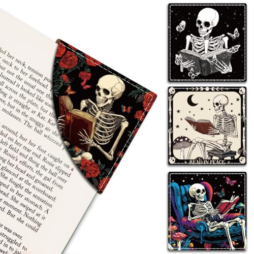 MAYJOYDIY 4 Stück Skelett Buchecken Lesezeichen 4 Stile Gotische Totenkopf Seitenmarkierungen 9×9cm Pilz Rose Mond Stern Lederbuchzubehör Für Frauen Männer Studenten Lehrer Leseliebhaber MAYJOYDIY 4 Stück Skelett Buchecken Lesezeichen 4 Stile Gotische Totenkopf Seitenmarkierungen 9×9cm Pilz Rose Mond Stern Lederbuchzubehör Für Frauen Männer Studenten Lehrer Leseliebhaber von MAYJOYDIY