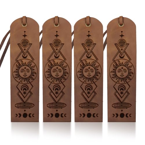 MAYJOYDIY 4 Stück Sonne Mond Phase Leder Lesezeichen 5×18cm Planet Tarot Klassisches Lesezeichen Mystische Seitenmarkierungen mit Lederband für Männer Frauen Buchliebhaber Schriftsteller Geschenke MAYJOYDIY 4 Stück Sonne Mond Phase Leder Lesezeichen 5×18cm Planet Tarot Klassisches Lesezeichen Mystische Seitenmarkierungen mit Lederband für Männer Frauen Buchliebhaber Schriftsteller Geschenke von MAYJOYDIY