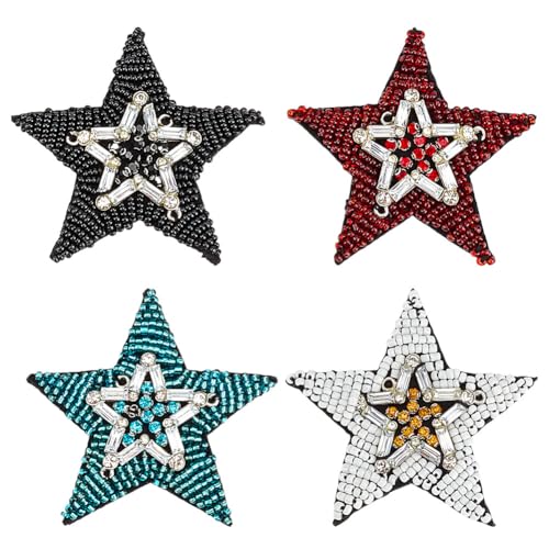 MAYJOYDIY 4 Stück Stern Perlen Aufnäher Fünfzackiger Stern Gestickte Applikation Perlen Stickerei Aufnäher Mit Strasssteinen Zum Aufnähen Für Kleidung Jeans Jacken Taschen Schuhe Dekoration MAYJOYDIY 4 Stück Stern Perlen Aufnäher Fünfzackiger Stern Gestickte Applikation Perlen Stickerei Aufnäher Mit Strasssteinen Zum Aufnähen Für Kleidung Jeans Jacken Taschen Schuhe Dekoration von MAYJOYDIY
