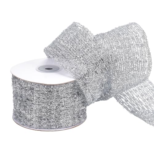 MAYJOYDIY 4.57 m Silbernes Glitzerndes Metallisches Drahtgeflechtband Dehnbar Breit 6.35–17.78cm Drahtrand Netzband Für Heimwerkerarbeiten Geschenkverpackungen Girlanden Kränze Schleifen Hochzeits MAYJOYDIY 4.57 m Silbernes Glitzerndes Metallisches Drahtgeflechtband Dehnbar Breit 6.35–17.78cm Drahtrand Netzband Für Heimwerkerarbeiten Geschenkverpackungen Girlanden Kränze Schleifen Hochzeits von MAYJOYDIY