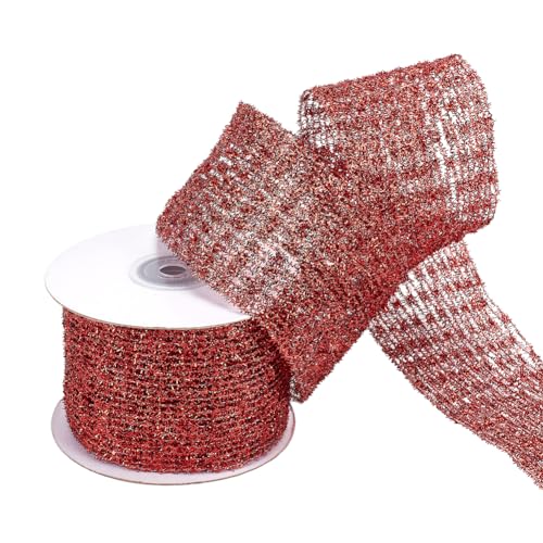 MAYJOYDIY 4.57m Rotes Glitzerndes Metallisches Drahtgeflechtband Dehnbar Breit 6.35–17.78cm Drahtrand Netzband Für Heimwerkerarbeiten Geschenkverpackungen Girlanden Hochzeits Weihnachtsbaumdekoration MAYJOYDIY 4.57m Rotes Glitzerndes Metallisches Drahtgeflechtband Dehnbar Breit 6.35–17.78cm Drahtrand Netzband Für Heimwerkerarbeiten Geschenkverpackungen Girlanden Hochzeits Weihnachtsbaumdekoration von MAYJOYDIY