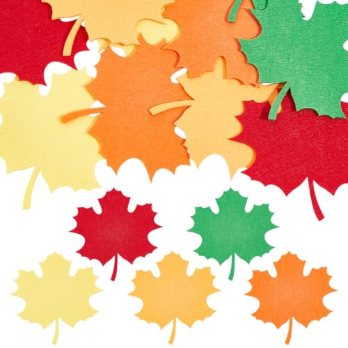 MAYJOYDIY 40 Stück Herbstblätter Filz Applikationen Ahornblätter Dekoration Filzblätter Blatt Aufkleber Filz Laub Für Thanksgiving, Halloween, Blattaufkleber Party Dekoration (5 Farben) von MAYJOYDIY