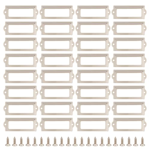 MAYJOYDIY 40 Stück Weiße Etikettenhalter Aus Metall 83×32mm Für Büro Dateinamenskarten Schrankregale Schubladen Etikettenhalterrahmen Mit Schrauben Für Bibliotheks Büro Und Notizbücher MAYJOYDIY 40 Stück Weiße Etikettenhalter Aus Metall 83×32mm Für Büro Dateinamenskarten Schrankregale Schubladen Etikettenhalterrahmen Mit Schrauben Für Bibliotheks Büro Und Notizbücher von MAYJOYDIY