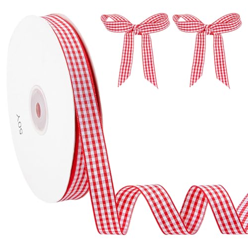 MAYJOYDIY 45.7m Rot Weißes Gingham Band 15mm Vichy Geschenkband Rot Weiß Dekoband Schleifenband Karoband für Schleifen, Nähen, Geschenkverpackungen, Hochzeit, Brautparty MAYJOYDIY 45.7m Rot Weißes Gingham Band 15mm Vichy Geschenkband Rot Weiß Dekoband Schleifenband Karoband für Schleifen, Nähen, Geschenkverpackungen, Hochzeit, Brautparty von MAYJOYDIY