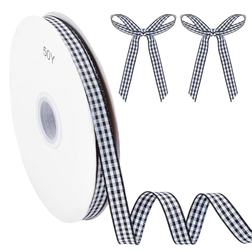 MAYJOYDIY 45.7m Schwarz Weißes Gingham Band 10mm Schwarz Kariert Karierte Geschenke Büffelband Taft Karoband Zum Verpacken von Geschenken Kunsthandwerk Bögen Haarbögen Weihnachtsdekoration MAYJOYDIY 45.7m Schwarz Weißes Gingham Band 10mm Schwarz Kariert Karierte Geschenke Büffelband Taft Karoband Zum Verpacken von Geschenken Kunsthandwerk Bögen Haarbögen Weihnachtsdekoration von MAYJOYDIY
