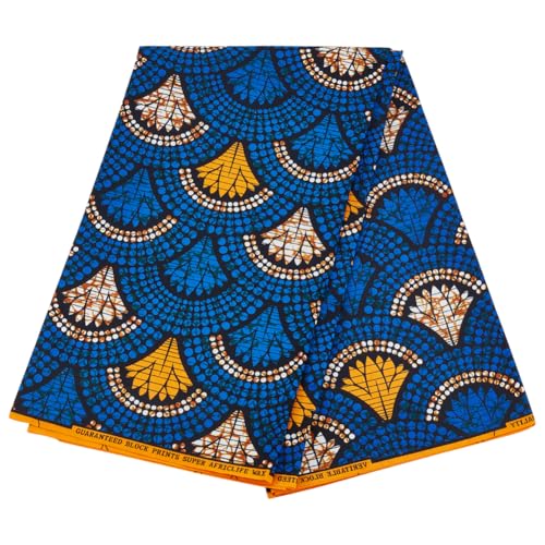 MAYJOYDIY 5.9m Blauer Afrikanischer Stoff 1.1m Afrikanische Ankara Druck Stoff Fächermuster Afrikanischer Wachsdruckstoff Für Kleider Hemden Hosen Taschen Vorhänge Tischdecken MAYJOYDIY 5.9m Blauer Afrikanischer Stoff 1.1m Afrikanische Ankara Druck Stoff Fächermuster Afrikanischer Wachsdruckstoff Für Kleider Hemden Hosen Taschen Vorhänge Tischdecken von MAYJOYDIY