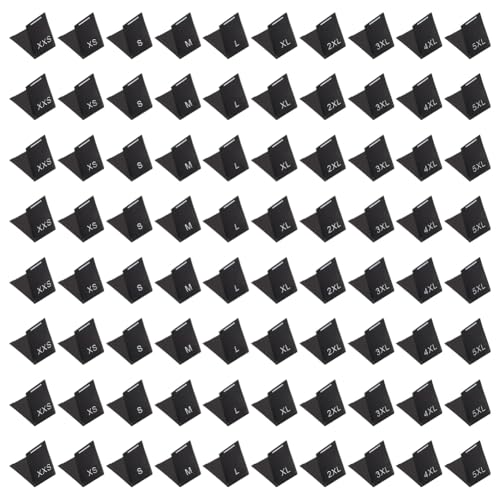 MAYJOYDIY 500Pcs Schwarzes Größenetikett Für Kleidung Zum Nähen XXS 5XL Gewebte Kleidungsetiketten Kleidungsstoff Besticktes Etikett Mix Aus Kleidungsbastelbändern Etiketten Für Hemden Hosen(10 Stile) von MAYJOYDIY