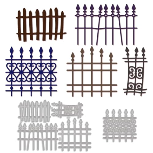MAYJOYDIY 6 Stück Metallzaun Stanzformen Zaun Kohlenstoffstahl Stanzschablonen Vintage Gartenzaun Stanzformen Für DIY Scrapbooking Fotoalbum Dekorative Prägepapierkarte von MAYJOYDIY