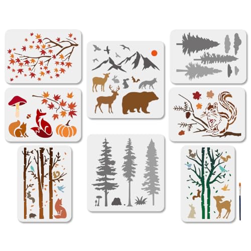 MAYJOYDIY 8 Stück Waldtiere Schablonen Set Fuchs Eichhörnchen Malschablonen 30×30/29.7×21cm Hirsch Bär Zeichenvorlage Mit Pinsel Für Holz Leinwand Papier Stoff Wänden Möbeln MAYJOYDIY 8 Stück Waldtiere Schablonen Set Fuchs Eichhörnchen Malschablonen 30×30/29.7×21cm Hirsch Bär Zeichenvorlage Mit Pinsel Für Holz Leinwand Papier Stoff Wänden Möbeln von MAYJOYDIY