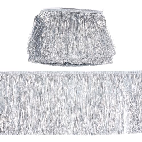 MAYJOYDIY 9,1 m x 15,2 cm breite Lametta-Fransenborte, metallische Fransenborte, Gainsboro Farbe, Spitze, glänzende Lametta-Quaste, Fransenborborborborte, für DIY-Kleid, Kleidung, Nähen, Basteln, MAYJOYDIY 9,1 m x 15,2 cm breite Lametta-Fransenborte, metallische Fransenborte, Gainsboro Farbe, Spitze, glänzende Lametta-Quaste, Fransenborborborborte, für DIY-Kleid, Kleidung, Nähen, Basteln, von MAYJOYDIY
