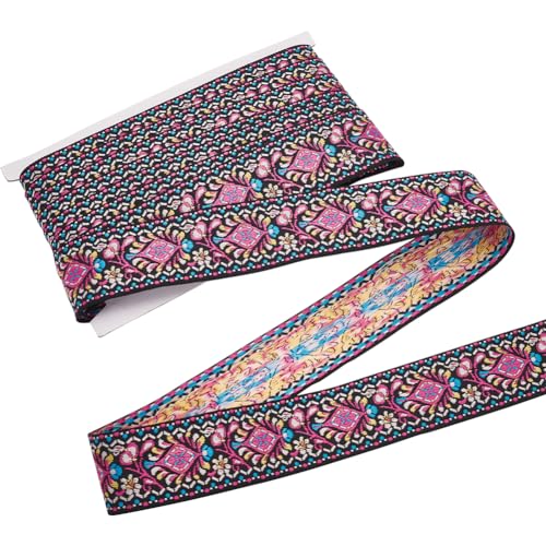 MAYJOYDIY 9.1 m Bandbesatz Im Ethno Stil 4cm Breit Vintage Jacquardband Besticktes Gewebtes Band Boho Perserbesatz Für Kleidung Taschen Dekoration Basteln Heimdekoration DIY Nähen von MAYJOYDIY
