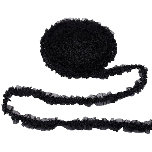 MAYJOYDIY 9.1m 40mm Schwarzer Satin Organza Spitzenbesatz Mit Rüschen Gerafftes Chiffonband Elastischer Stretch Spitzenrandbesatz Zum Nähen von Stoffen Bestickte Applikationen Lolita Cosplay Dekor MAYJOYDIY 9.1m 40mm Schwarzer Satin Organza Spitzenbesatz Mit Rüschen Gerafftes Chiffonband Elastischer Stretch Spitzenrandbesatz Zum Nähen von Stoffen Bestickte Applikationen Lolita Cosplay Dekor von MAYJOYDIY