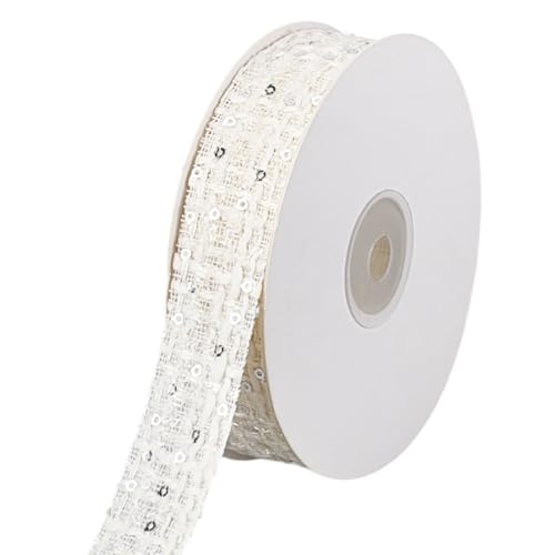 MAYJOYDIY 9.1m Beige Pailletten Gimpenborte Spitzenband 25mm Dekorativ Gewebte Gimpenfransen Mit Pailletten Verzierte Gewebte Bänder Für Kleider Geschenkverpackungen Haarschmuck Partydekoration MAYJOYDIY 9.1m Beige Pailletten Gimpenborte Spitzenband 25mm Dekorativ Gewebte Gimpenfransen Mit Pailletten Verzierte Gewebte Bänder Für Kleider Geschenkverpackungen Haarschmuck Partydekoration von MAYJOYDIY
