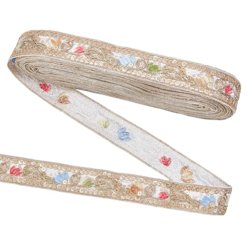 MAYJOYDIY 9.1m Goldenes Vintage Jacquardband Im Ethno Stil 30mm Pailletten Gewebtes Applikationsband Boho Metallic Blumen Stickerei Stoffband Zum Nähen Handgefertigte Taschen Kleidungsdekoration MAYJOYDIY 9.1m Goldenes Vintage Jacquardband Im Ethno Stil 30mm Pailletten Gewebtes Applikationsband Boho Metallic Blumen Stickerei Stoffband Zum Nähen Handgefertigte Taschen Kleidungsdekoration von MAYJOYDIY