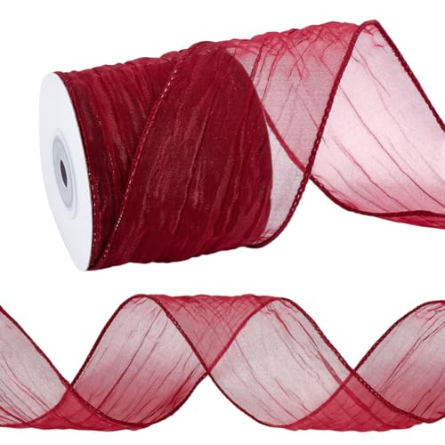 MAYJOYDIY 9.1m Rotes Knisterband Mit Draht 63mm Gewelltes Metallisches Neonband Mit Draht Polyester Organzaband Zum Verpacken von Geschenken Kränzen Und Schleifen Zum Basteln von Baumkronen Dekor MAYJOYDIY 9.1m Rotes Knisterband Mit Draht 63mm Gewelltes Metallisches Neonband Mit Draht Polyester Organzaband Zum Verpacken von Geschenken Kränzen Und Schleifen Zum Basteln von Baumkronen Dekor von MAYJOYDIY